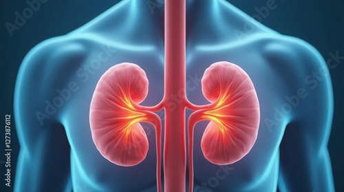 Doctor shows chronic kidney disease. 3d illustration