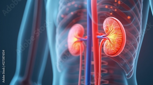 Doctor shows chronic kidney disease. 3d illustration