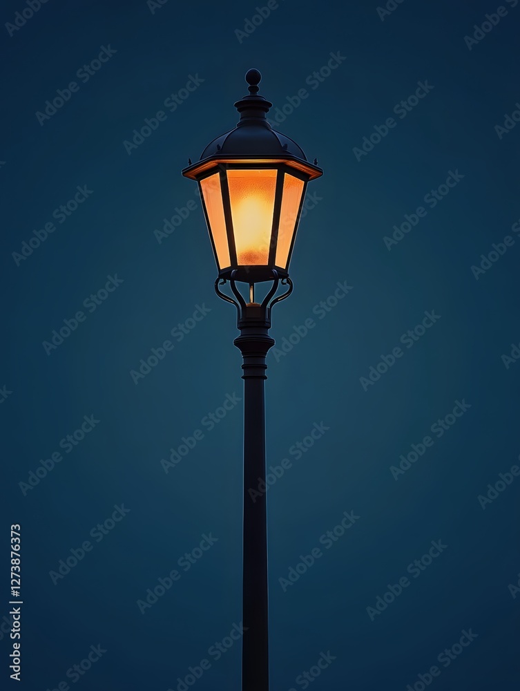 Glowing Lantern Against Deep Blue Sky Creates a Serene and Peaceful Nighttime Atmosphere Glowing Lantern Against Deep Blue Sky Creates a Serene and Peaceful Nighttime Atmosphere