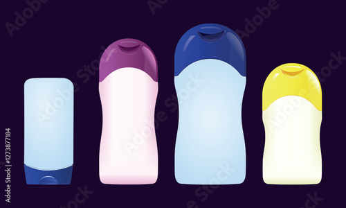 Colorful Plastic Bottle Collection. Modern Skincare and Hygiene Packaging in a Vibrant Design