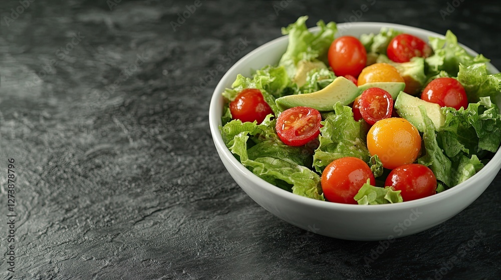 Fresh Avocado Tomato Salad in White Bowl Fresh Avocado Tomato Salad in White Bowl