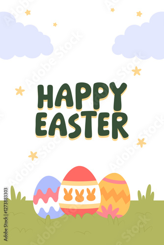 Happy Easter Egg Hunting Poster Vertical Banner