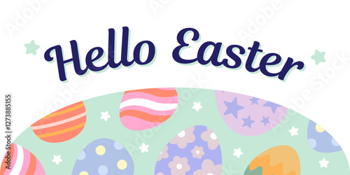 Happy Easter Egg Hunting Poster Horizontal Banner 