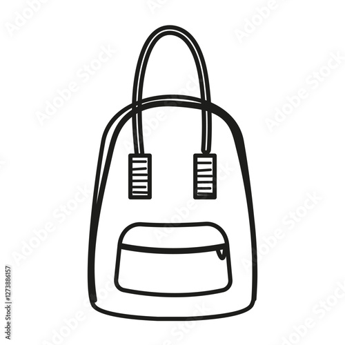 Backpack, briefcase, schoolbag outline. School and travel isolated on white background