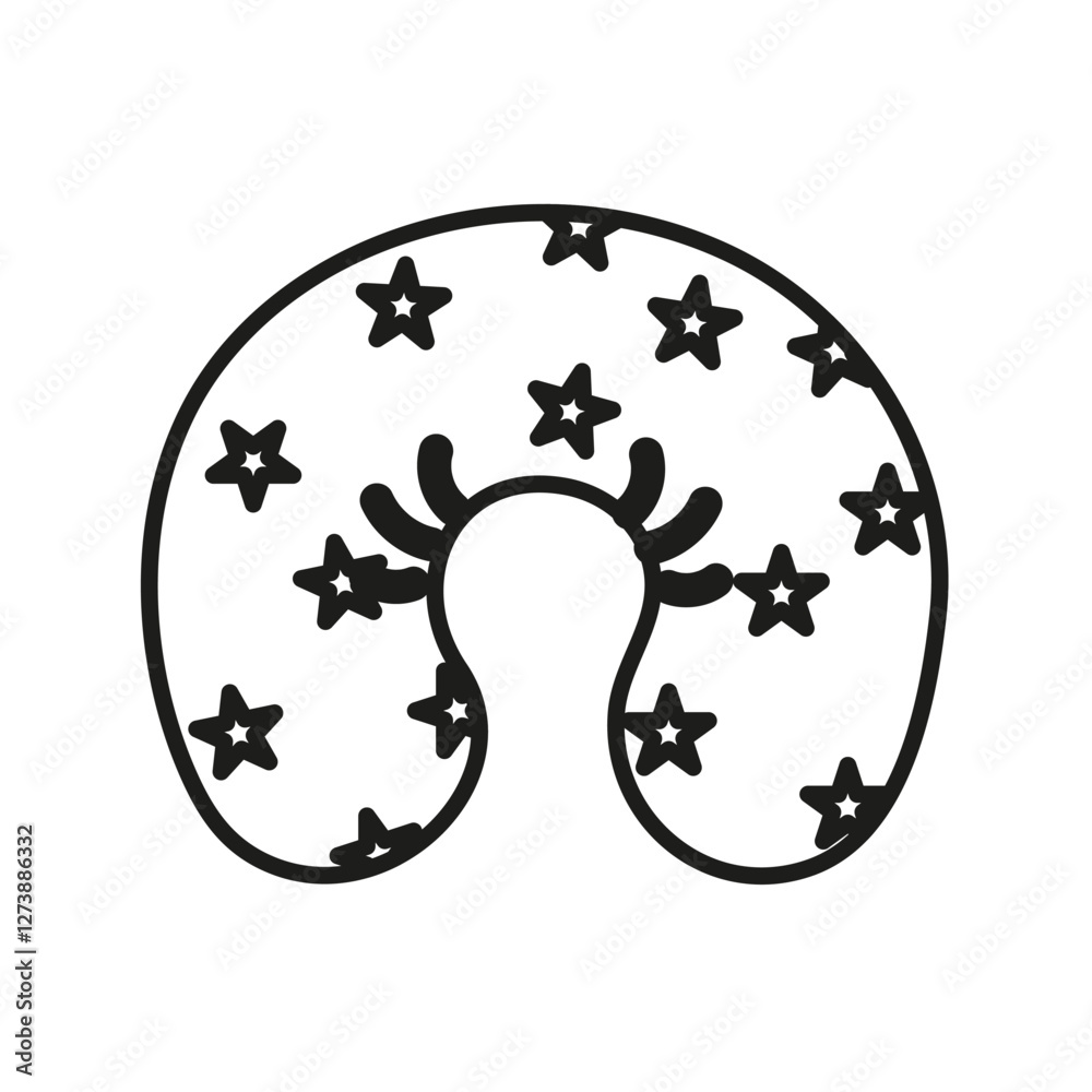 Obraz premium Isolated on white background travel outline pillow hand drawn