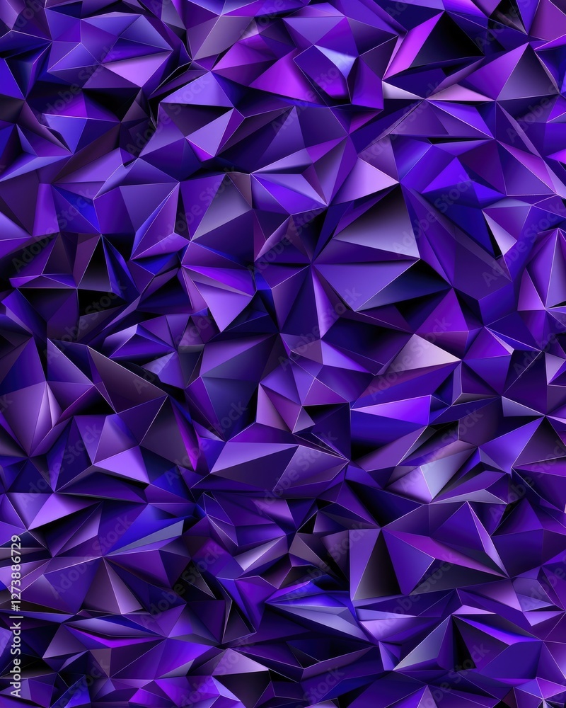 Fototapeta premium Abstract Purple Geometric Pattern with Triangular Shapes and Faceted Texture for Design Use