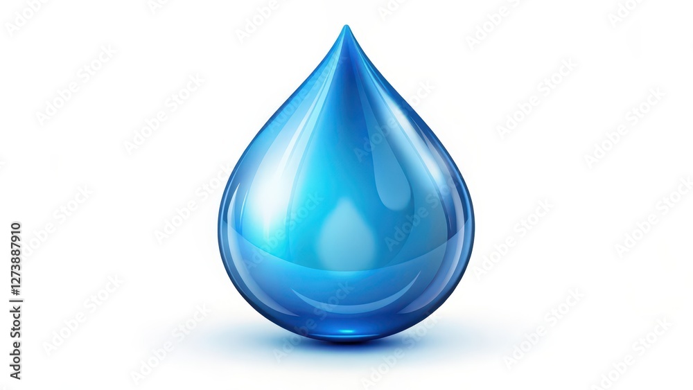 Single Blue Water Drop on White Background Single Blue Water Drop on White Background