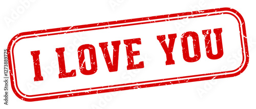 i love you stamp. i love you rectangular stamp on white background