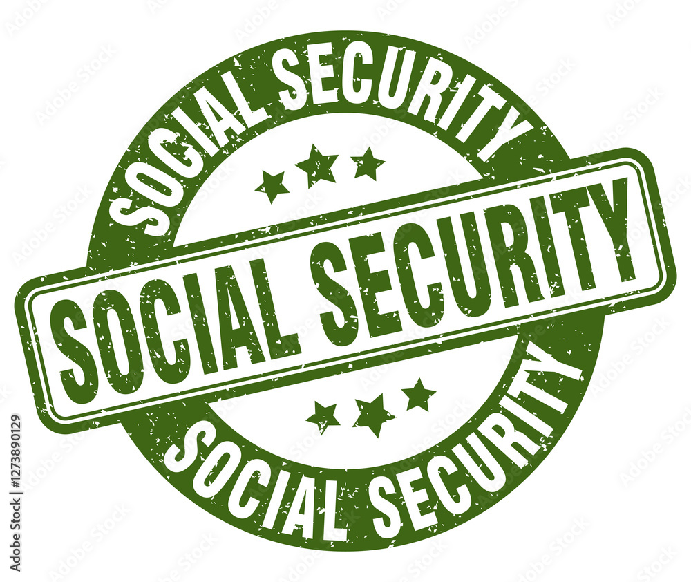 social security stamp. social security label. round grunge sign social security stamp. social security label. round grunge sign