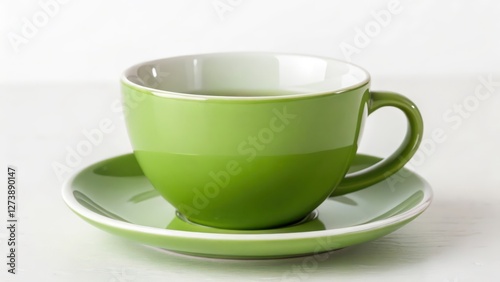 Wallpaper Mural Green Teacup and Saucer on White Background Torontodigital.ca