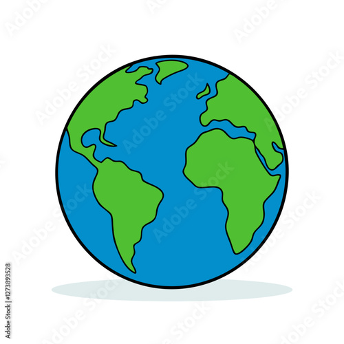 Earth icon. Planet Earth with continents and oceans, isolated on white background. Globe symbol. Vector illustration