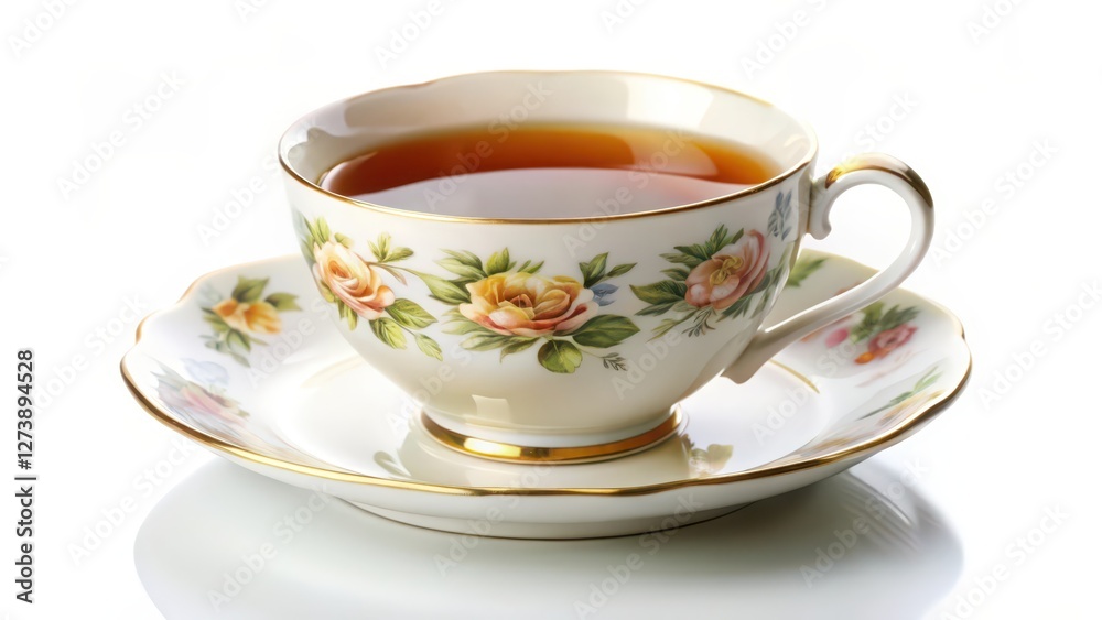 Teacup and Saucer on White Background Teacup and Saucer on White Background