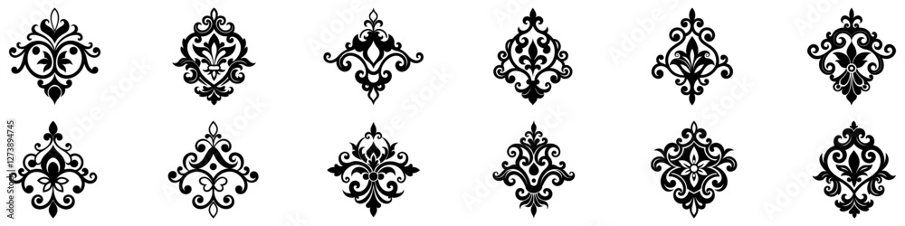Set of vintage baroque ornaments. Decorative pattern. Ideal for elegant designs. Vector illustration
