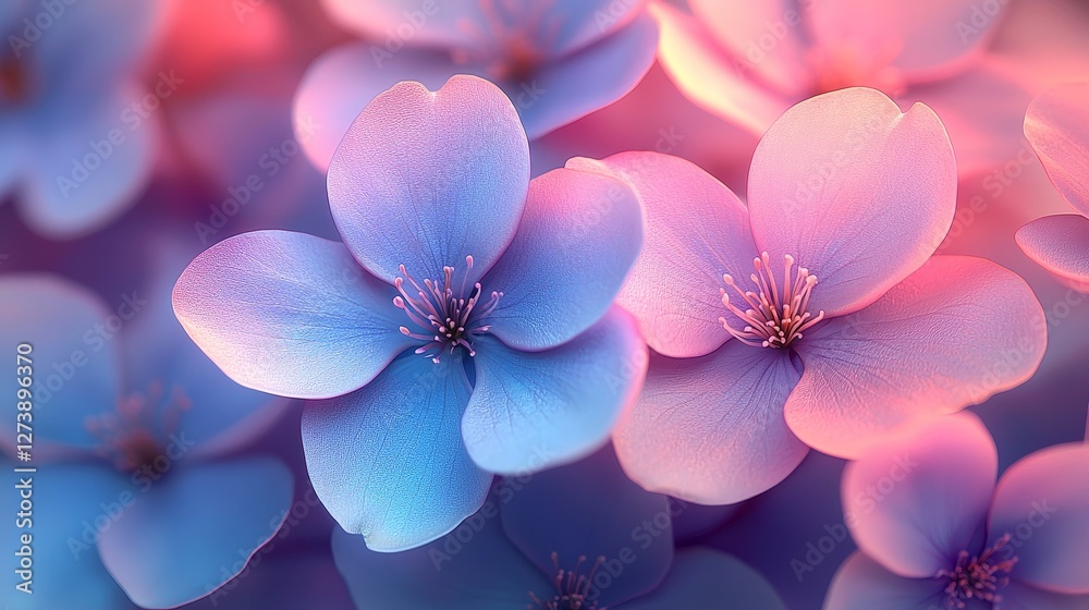 Blooming blue and pink flowers garden macro photography springtime close-up beauty in nature Blooming blue and pink flowers garden macro photography springtime close-up beauty in nature