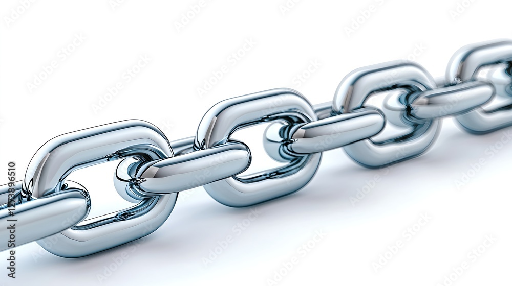 Fototapeta premium Close-Up View of a Metallic Link Chain on a Smooth Surface