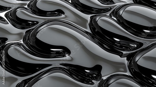 Wallpaper Mural Abstract Fluid Black Texture with Organic Curves and Reflections Torontodigital.ca