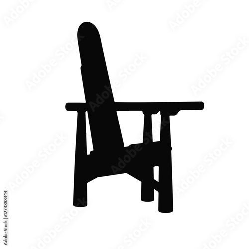 Stylish silhouette of a poolside chair against white background, relaxation