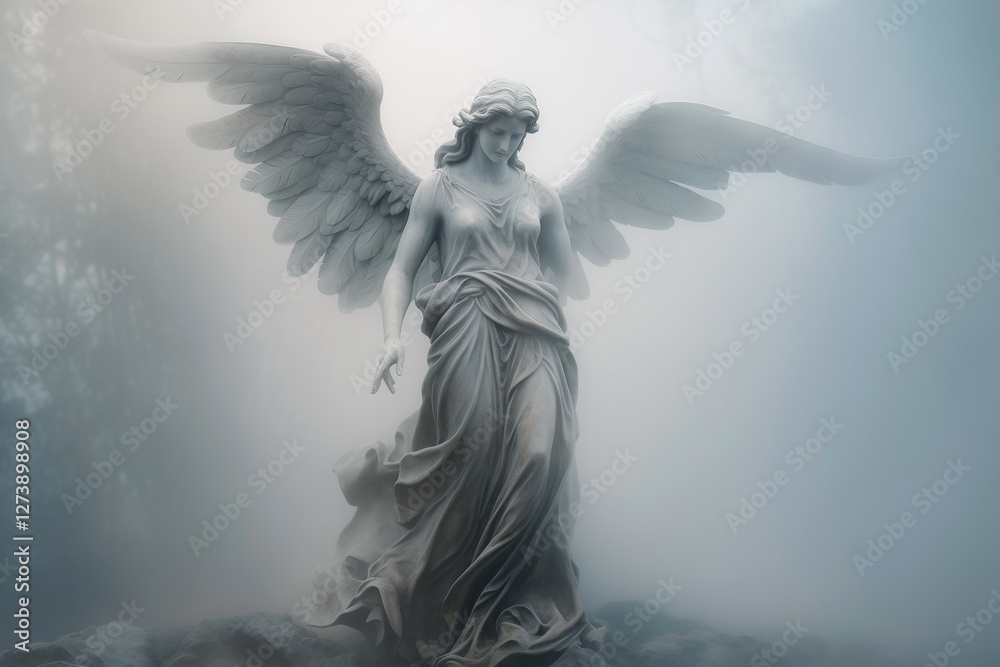 Εκτύπωση καμβά Figure of an angel on a foggy morning