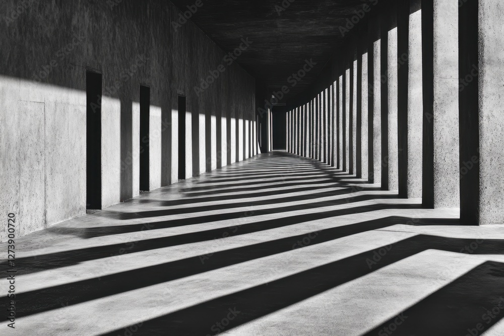 Shadows light in modern architecture corridor Shadows light in modern architecture corridor