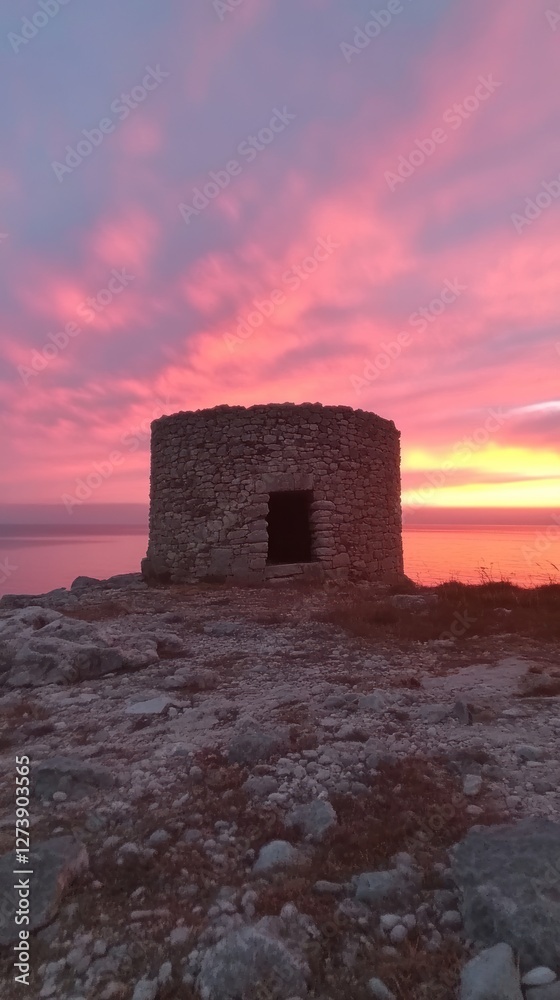 Stone structure sunset coastal landscape scenic view Stone structure sunset coastal landscape scenic view