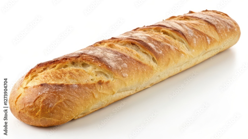 Crusty Bread Loaf on White Background Crusty Bread Loaf on White Background