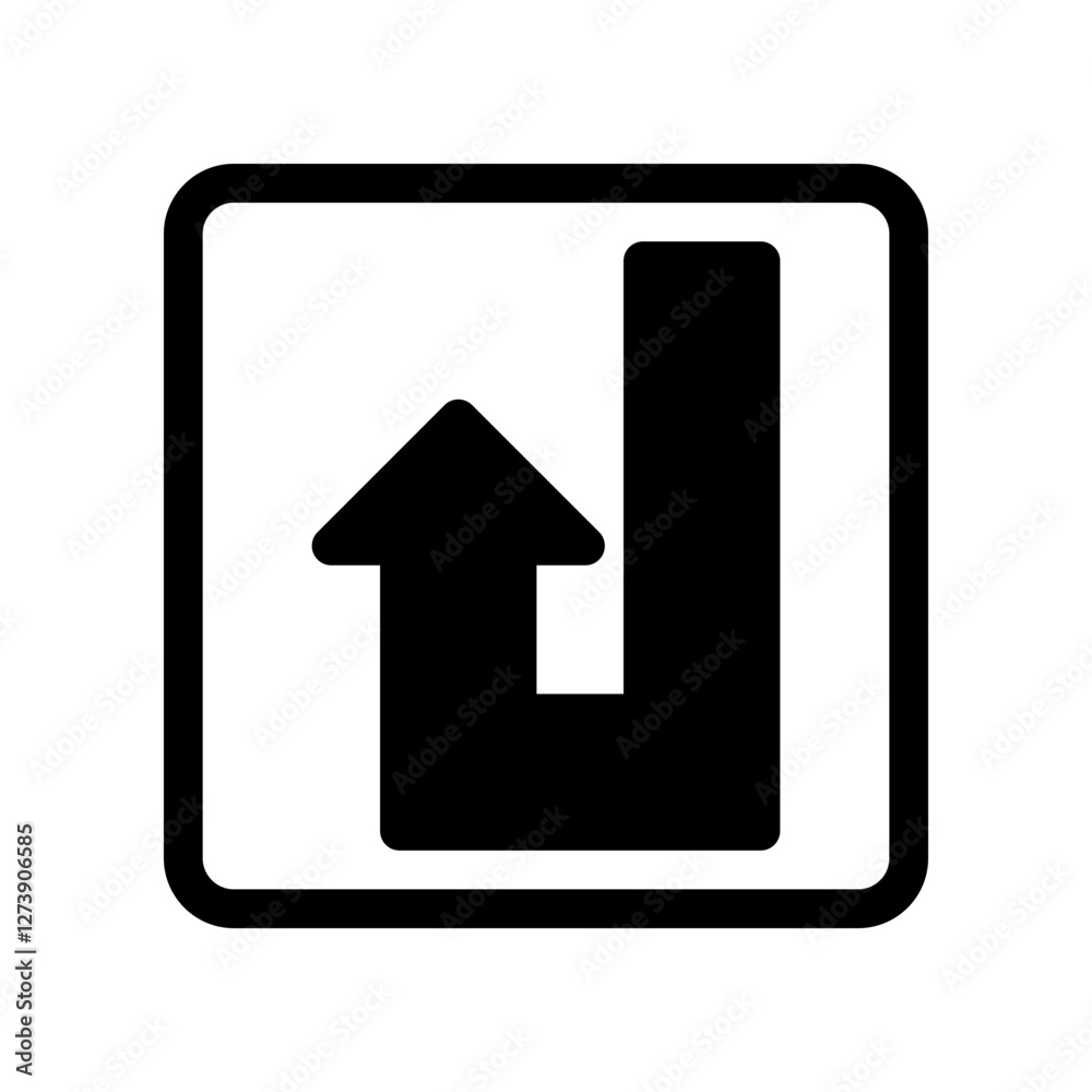 Arrow Symbol Route Sign Indicating Directional Turn in Square Frame Arrow Symbol Route Sign Indicating Directional Turn in Square Frame
