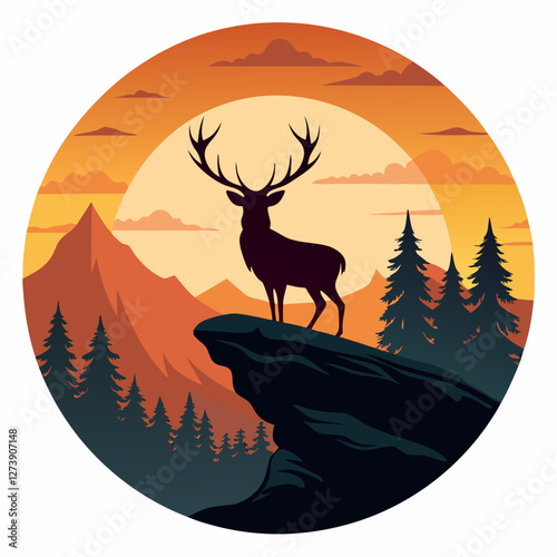 beautiful, White line art of a deer head on a black background, a minimalistic design with simple shapes, a dark aesthetic and dark tones.