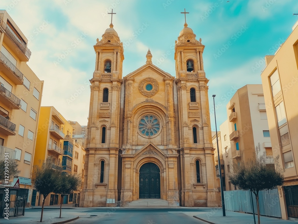 Obraz premium Mediterranean church in southern Europe Ai