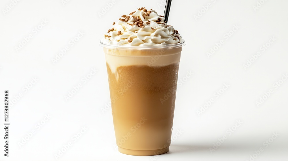 A tall glass filled with coffee, topped with whipped cream and accompanied by a colorful straw, creating an inviting beverage presentation. A tall glass filled with coffee, topped with whipped cream and accompanied by a colorful straw, creating an inviting beverage presentation.