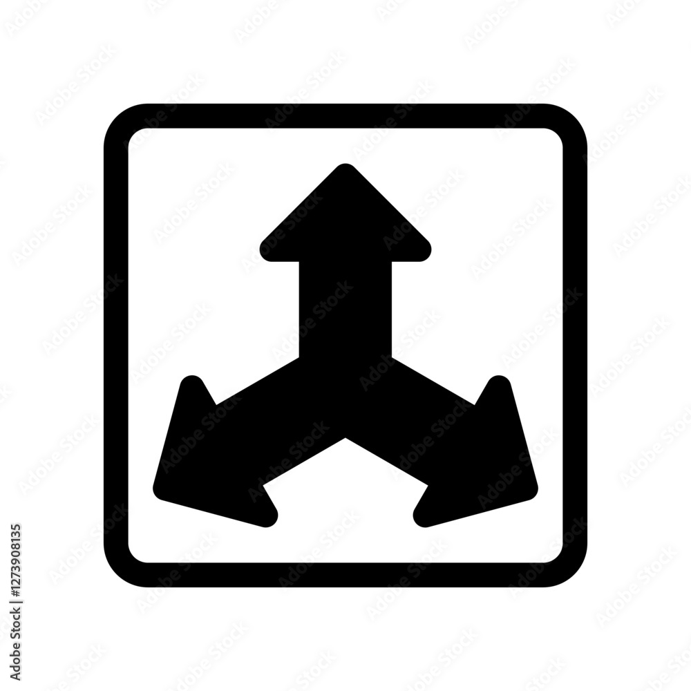 Intersection Shape With Three Arrows on White Background
