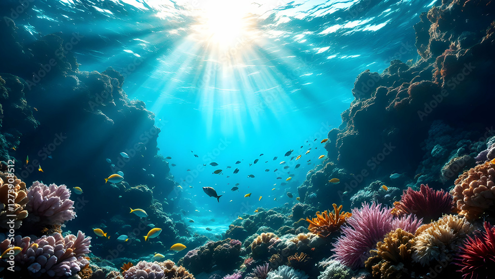 Fototapeta premium coral reef and diver