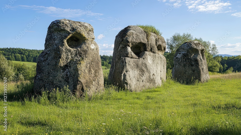 Ancient stone formations in a green landscape Ancient stone formations in a green landscape