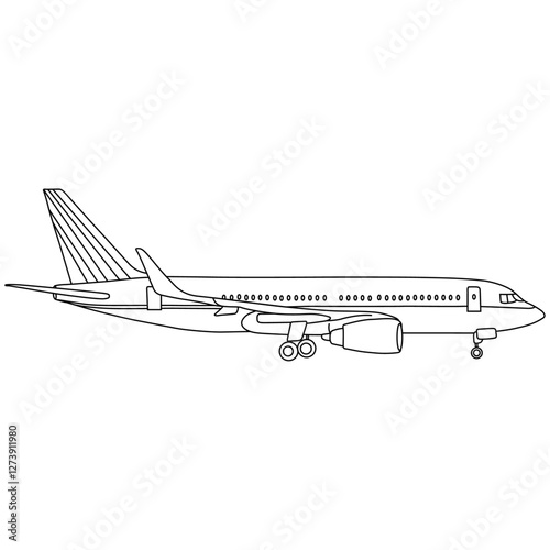 Plane line art vector design. Plane outline illustration design.