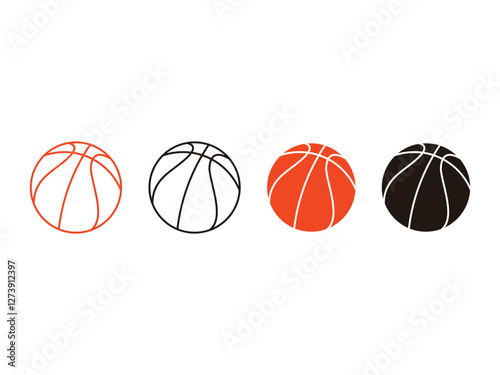 set of editable vector basketball ball symbol design illustration isolated on transparent background