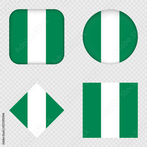 Nigeria Flag Icons Pack. Vector illustration.