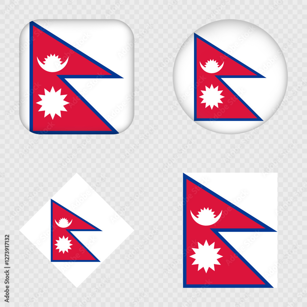 Obraz premium Nepal Flag Icons Pack. Vector illustration.