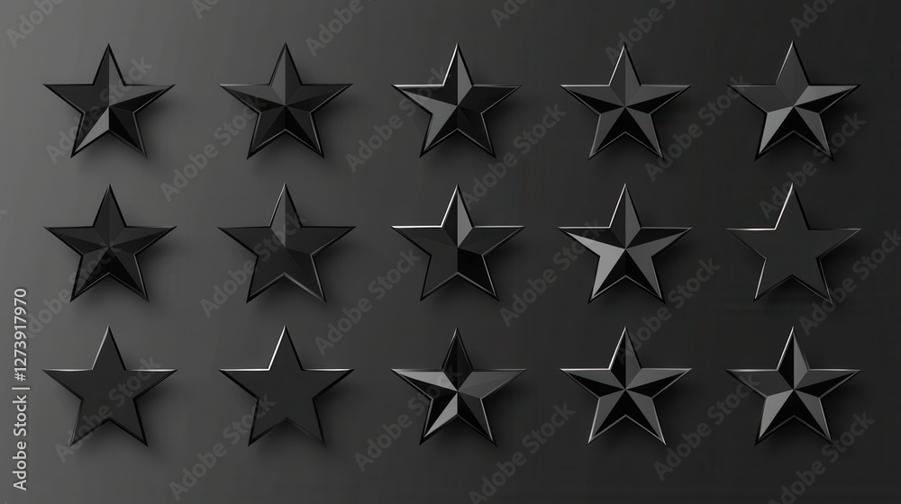 Fototapeta premium Black Star Shapes on Dark Background for Creative Designs