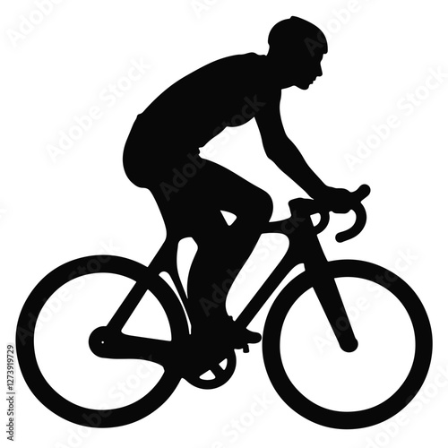 Dynamic silhouette of cyclist riding a road bike, sports concept