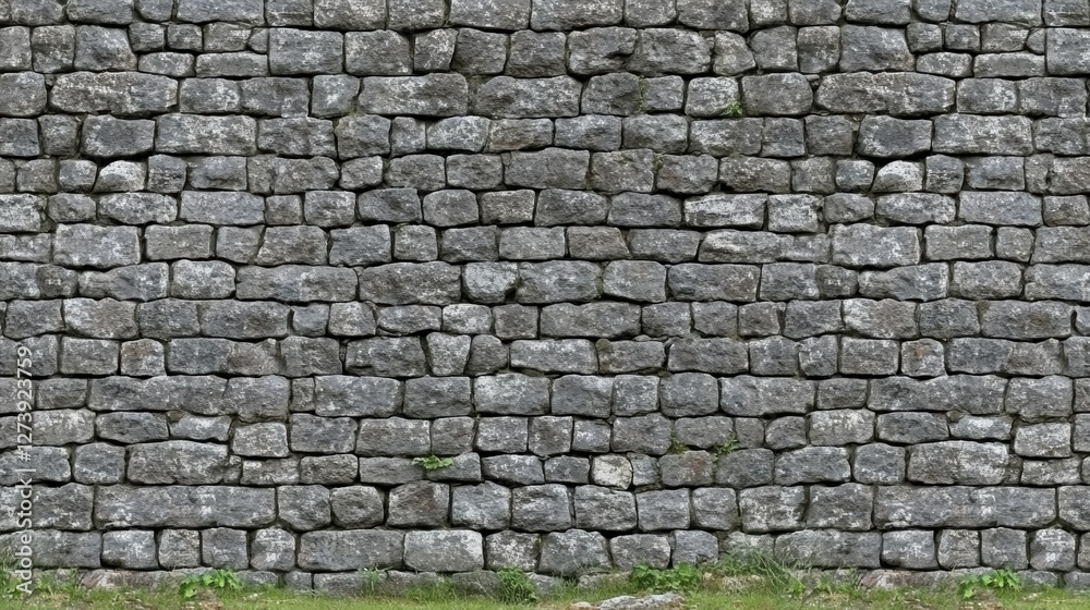 Fototapeta premium Stone Wall Texture Background with Detailed Rock Work and Natural Weathered Gray Tones