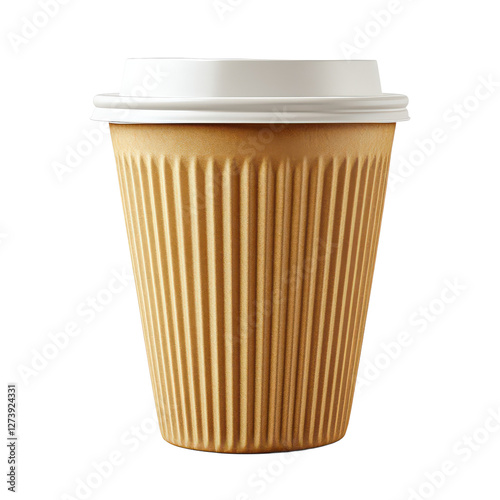 Wallpaper Mural Stylish brown paper coffee cup with white lid isolated on transparent background Torontodigital.ca