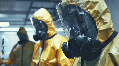 People wearing hazmat suits preparing for a safety operation