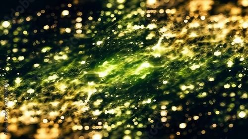 Golden Christmas lights with shimmering bokeh, snowflakes, and stars creating a festive winter celebration atmosphere