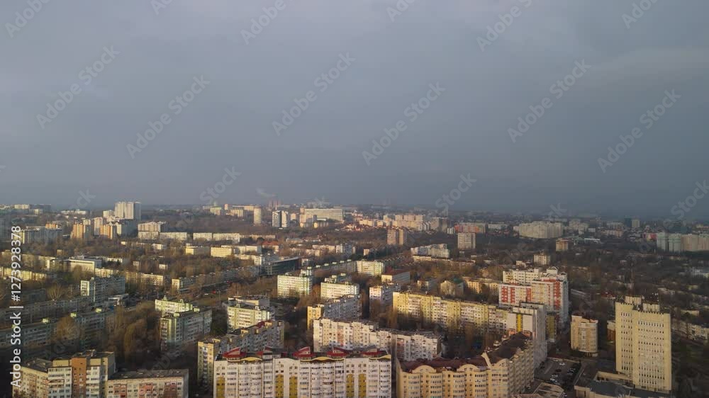 Aerial View of Residential Area Under Dramatic Sky Aerial View of Residential Area Under Dramatic Sky
