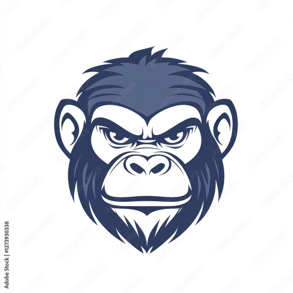 Angry Chimpanzee Head Design Strong Primate Illustration Angry Chimpanzee Head Design Strong Primate Illustration