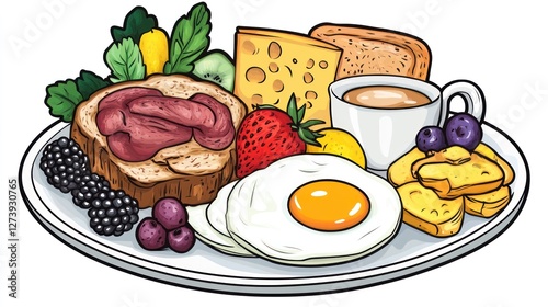 Cartoon plate of breakfast food photo