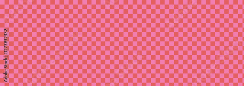 red Chess board, checkerboard banner template. Red  checkers squares. Abstract checkered checkerboard for game. Grid geometric rectangle shape. Race flag. Retro mosaic floor