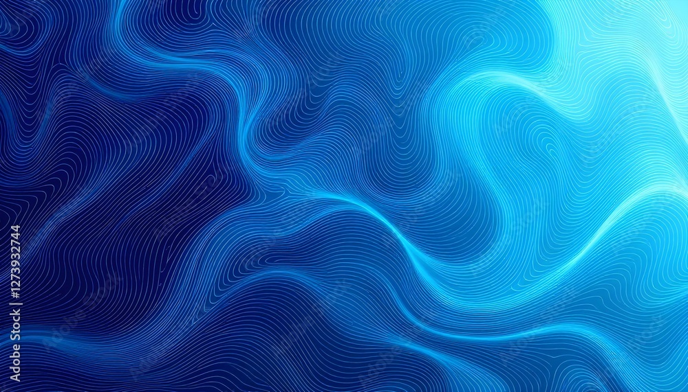 Obraz premium Fondo abstracto con líneas onduladas azules y turquesas