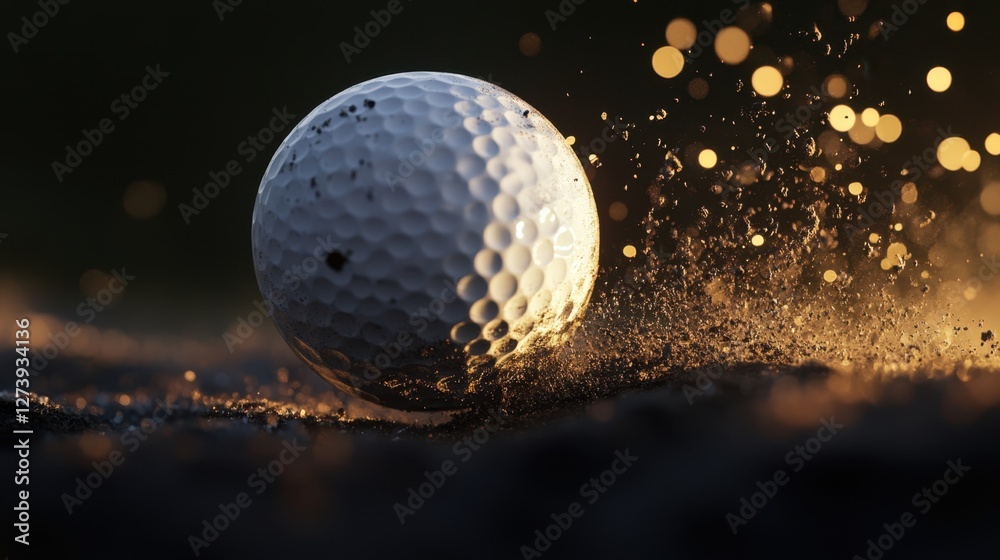 A white golf ball is rolling on a dirt field A white golf ball is rolling on a dirt field