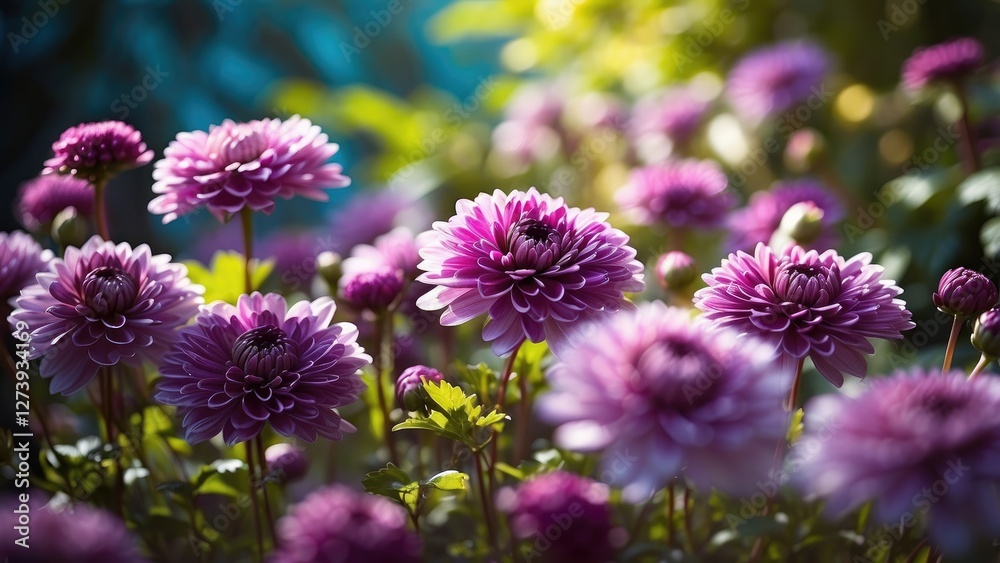 Autumn Chrysanthemum Blooms in a Garden: Vibrant and Beautiful Flowers Autumn Chrysanthemum Blooms in a Garden: Vibrant and Beautiful Flowers