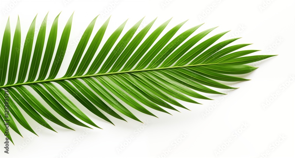A single palm leaf isolated on a white background. Generative ai A single palm leaf isolated on a white background. Generative ai